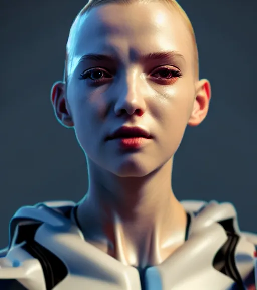 Image similar to complex 3 d render, hyper detailed, ultrasharp, cyberpunk android girl, digital portrait, concept art, character design, illustration, studio lights, hyper realistic, ultra detailed, 0 6 0 8 wear techwear clothing, volumetric lighting, 8 k uhd post - production, artstation hq, unreal engine 5, unity engine, dns drws style, natalia nussbaum style