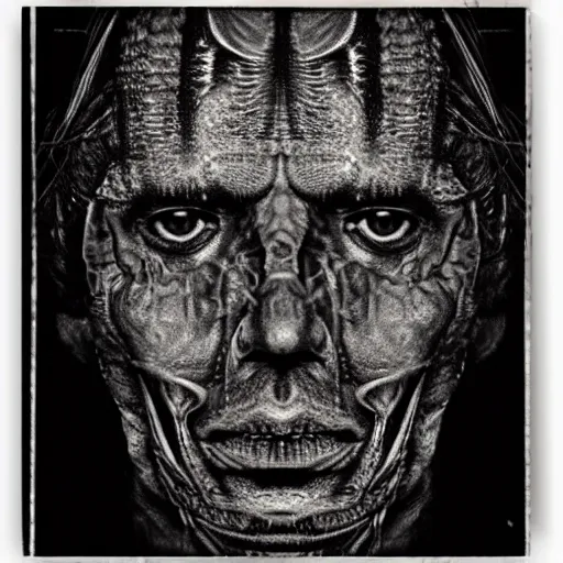 Image similar to portrait of a man’s face by giger