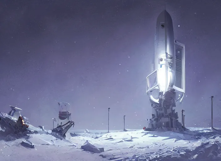 Prompt: futuristic satellite communication technology partially buried in the snow, digital painting by greg rutkowski and james gurney, global illumination, trending on artstation, highly detailed