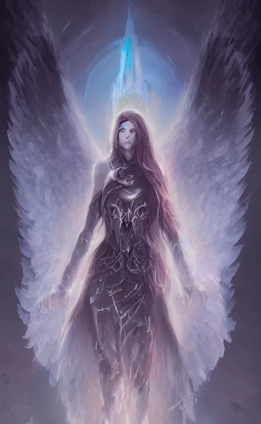 Image similar to Angel knight gothic girl. By William-Adolphe Bouguerea, Jordan grimmer, fractal flame. Highly_detailded