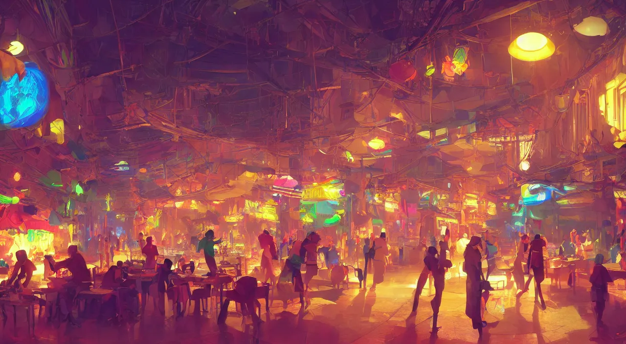 Image similar to bazaar zouk oriantal multicolorful sky shine place mosquet painting stylized digital video game icon global illumination ray tracing 8 k hd resolution, by ilya kuvshinov and cushart krentz and gilleard james