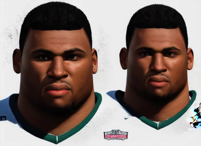 Prompt: facial portrait of a football player on the sidelines, offensive lineman daron arnold, madden 2 1, ps 4, character design