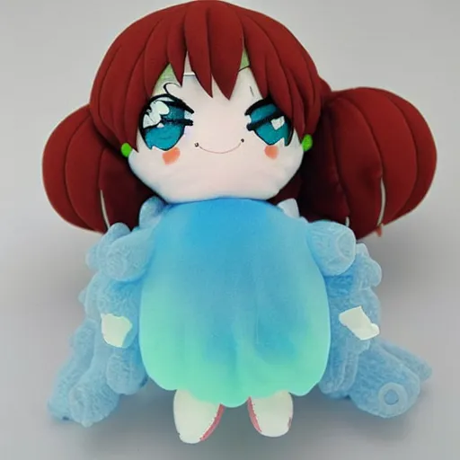 Image similar to cute fumo plush of a jellyfishgirl, jellyfish, anime girl, fumo