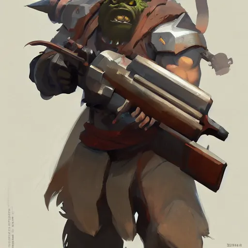 Image similar to greg manchess video game weapon icon concept art of an orcish grenade launcher, matte background, key visual, digital painting, artstation, concept art, by makoto shinkai and akihiko yoshida and hidari and wlop and greg rutkowski