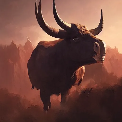 Image similar to 🐃🦅, Greg rutkowski, Trending artstation, cinematográfica, digital Art