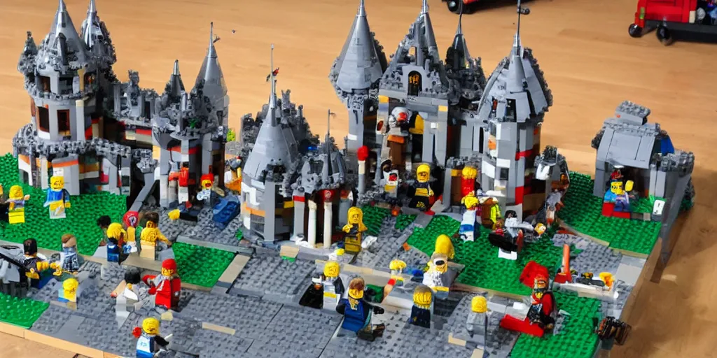 Image similar to lego castle with knights in front