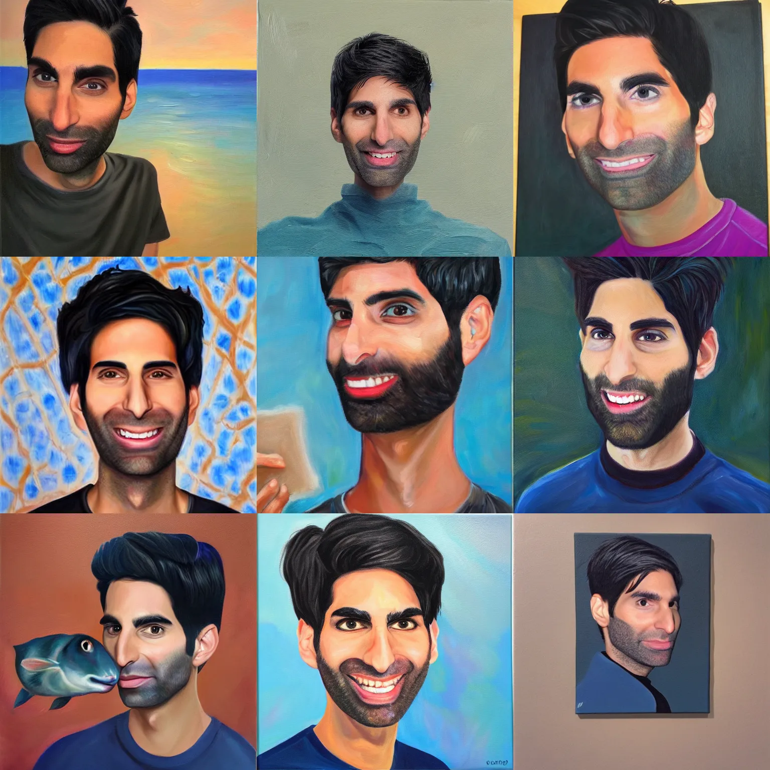 Prompt: Nev Schulman as a catfish, oil on canvas, ultra realistic