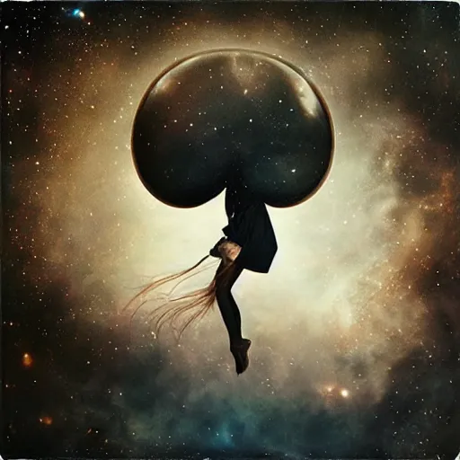 Prompt: phantom grip, the edge of the universe (on film), by Brooke Shaden and Sandra Chevrier