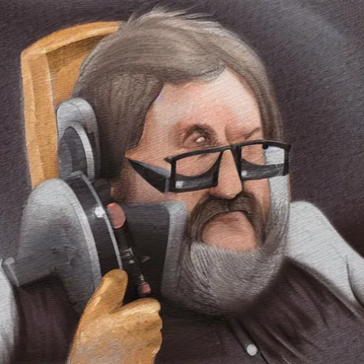 Prompt: gabe newell made out of steam
