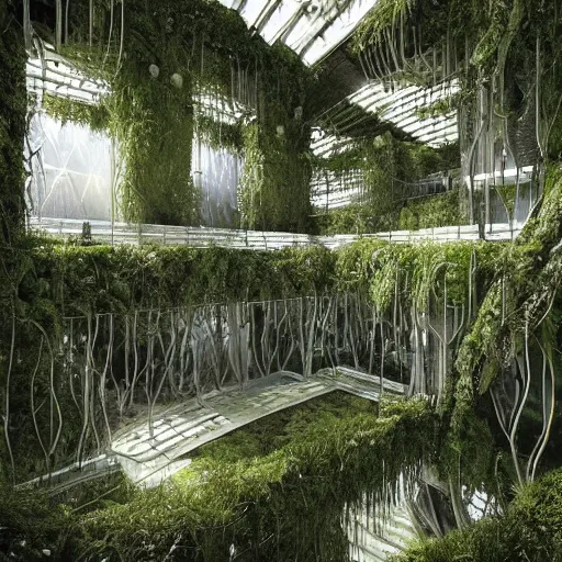 Prompt: a dream about opulent, abandoned overgrown futuristic base on Mars designed by Zaha Hadid, lush plants growing through the glossy floors and walls, walls are covered with moss and vines, beautiful, dusty, golden volumetric light shines through, golden rays fill the space with warmth, rich with epic details, dreamy atmosphere and drama