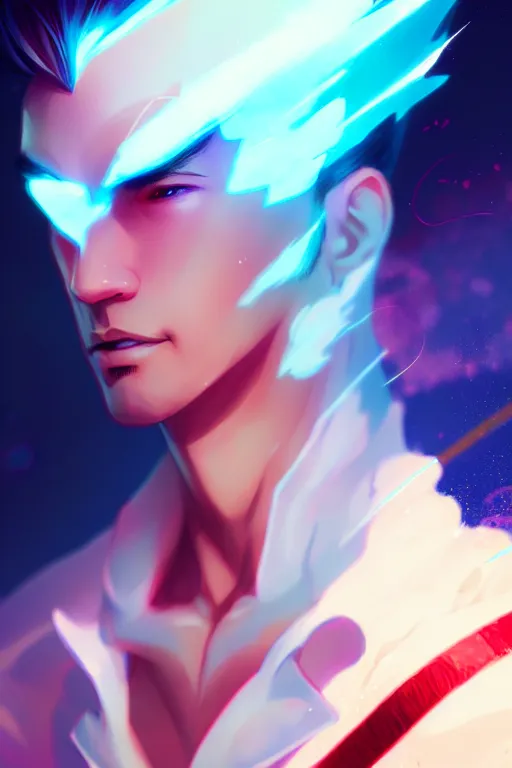 Prompt: character design, anbeno seimei, blurred environment background, colorful magic effects, white skin, portrait, male, clothed, sharp focus, digital art, concept art, trending on artstation, dynamic lighting, by emylie boivin and rossdraws