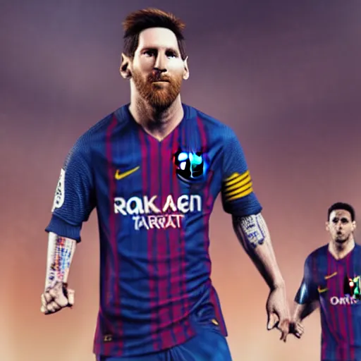 Prompt: Messi as cyborg, cyborg, ultra realistic, detailed, 4K, unreal engine,