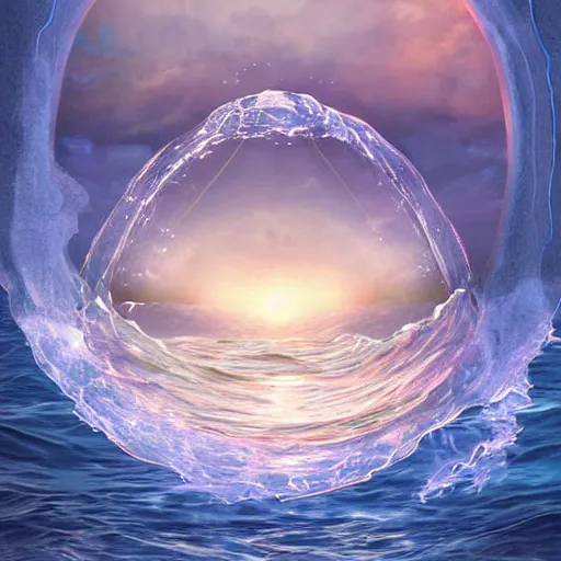 Prompt: a portal to another dimension in the sea,digital art