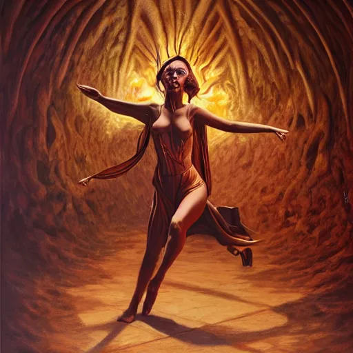 Prompt: a woman dancing with fire by dariusz zawadzki, vladimir kush, h.r. giger, alex gray and jeffrey smith, oil on canvas, 8k highly professionally detailed, trending on artstation