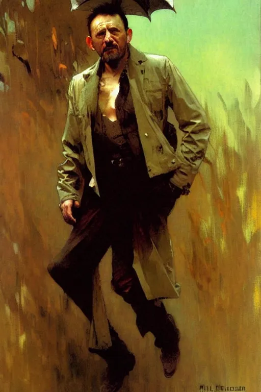 Image similar to mike ehrmantraut, painting by'phil hale '!!! gaston bussiere, craig mullins, greg rutkowski, alphonse mucha