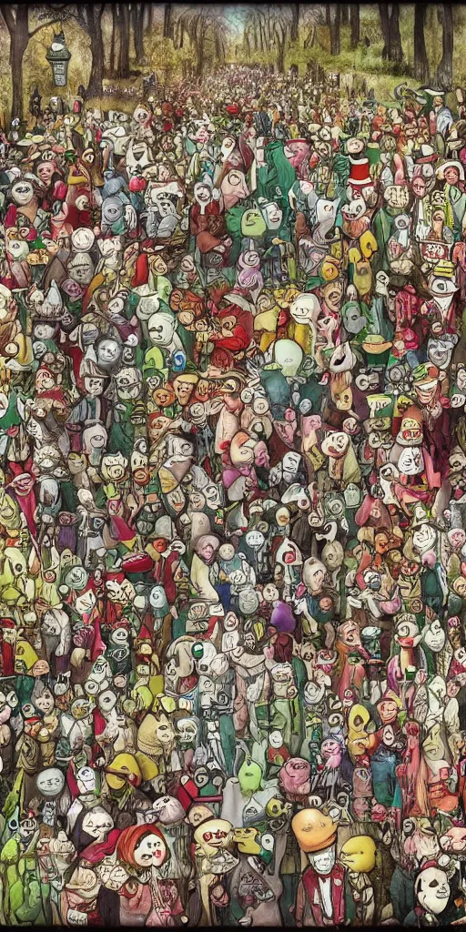 Image similar to a vintage easter parade by alexander jansson and where's waldo