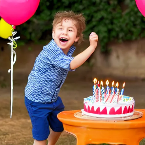 Prompt: boy celebrating birthday