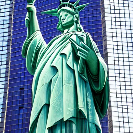 Prompt: photo of the statue of liberty as a chinese in beijing, coper cladding