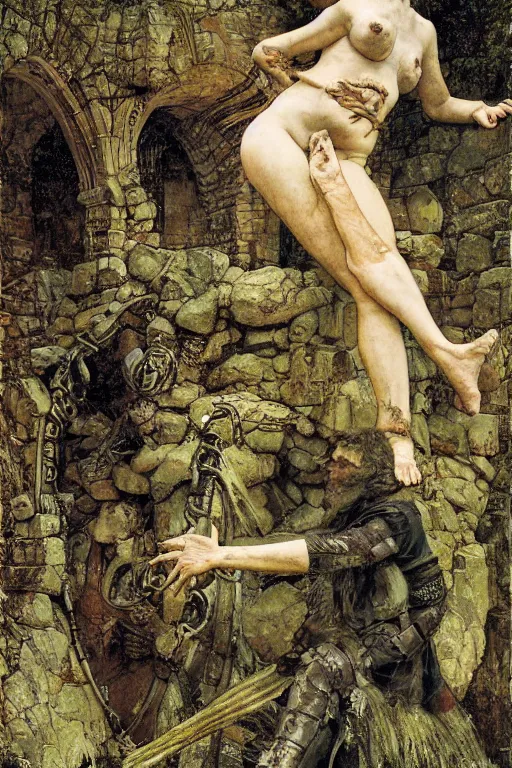 Image similar to basilisk at stone ruins by lawrence alma tadema and rick berry and norman rockwell and jason fabok and greg staples and nc wyeth