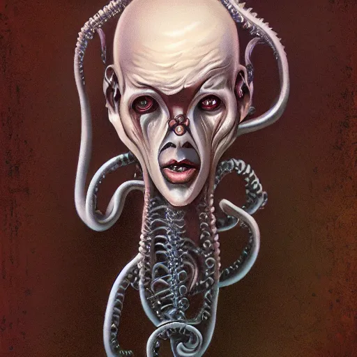 Image similar to a portrait of an eldritch abomination in a scenic environment in the style of gerald brom, lovecraftian
