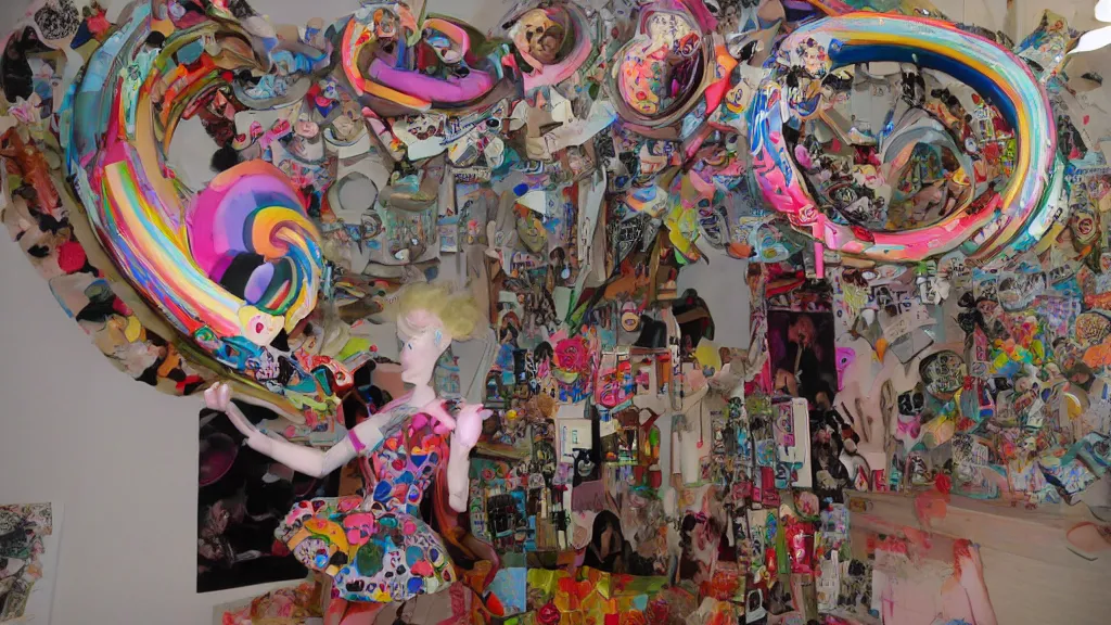 Image similar to dollpunk spiraled dame art installation, iso 2 0 0