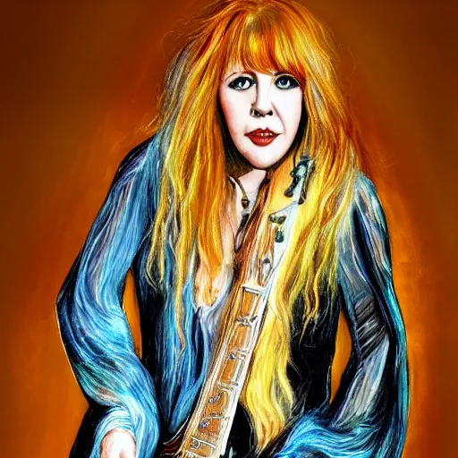 Image similar to stevie nicks redhead guitar full portrait