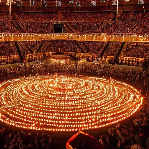 Prompt: the arena of the ancient circus , shining with thousands of candles