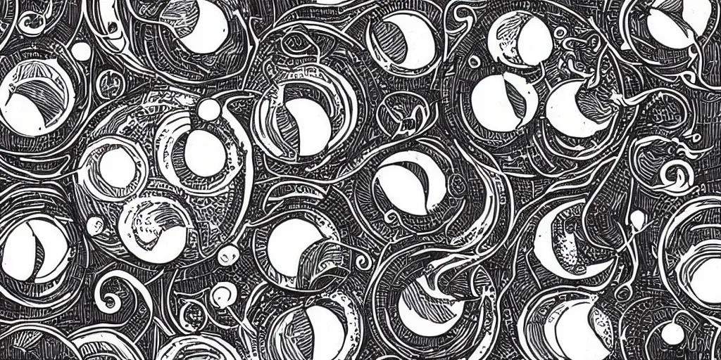 Image similar to moon phases black and white illustration