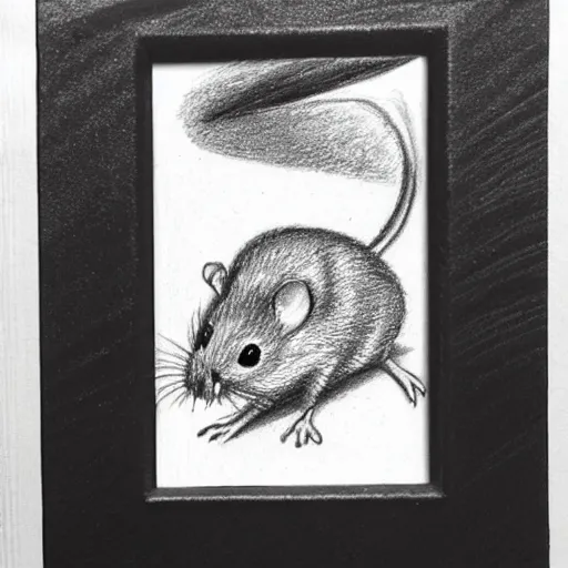 Image similar to a hand drawn pencil sketch of a quizzical mouse black and white illustration