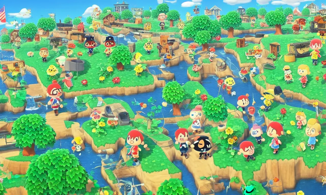 Prompt: a beautiful picture of Animal Crossing scenery by Akira Toriyama, trending on Artstation