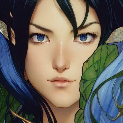 Prompt: highly detailed vfx portrait of nico robin by eiichiro oda, makoto shinkai, alphonse mucha, sharp focus, art by artgerm and greg rutkowski!, backlit, harsh overhead sunlight, blue eyes!!, aquiline nose!!, stanley kybric, kaoru mori, hyper detailed, smooth pixiv, fanbox,