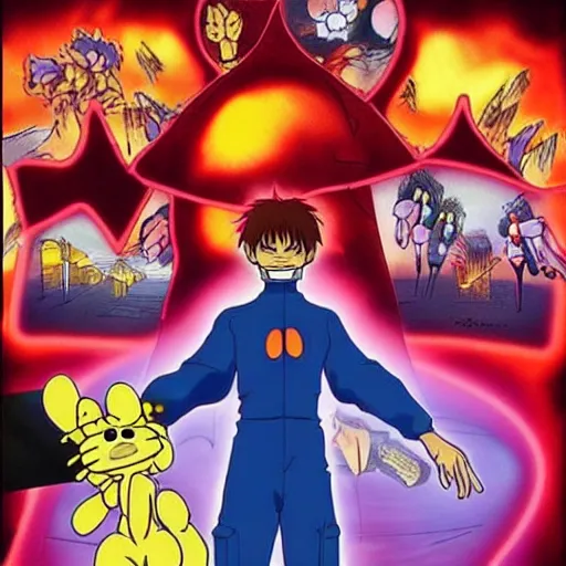 Image similar to garfield in the third impact, neon genesis evangelion, anime