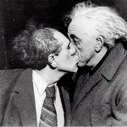 Prompt: Einstein kissing lenin