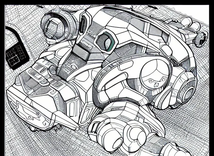 Image similar to a giant anthropomorphic hamster shaped mecha, moebius, detailed line art,