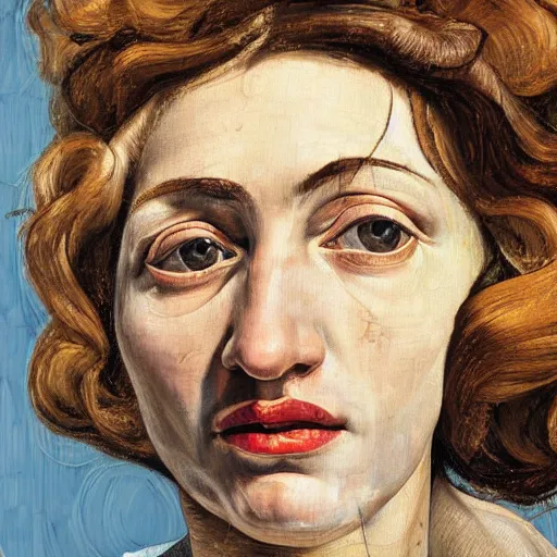 Prompt: high quality high detail painting by lucian freud, hd, portrait of madonna