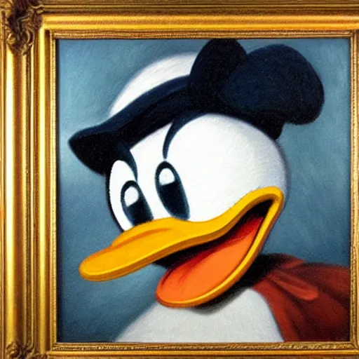 Prompt: donald duck, portrait, oil painting, 1 8 th century, highly detailed