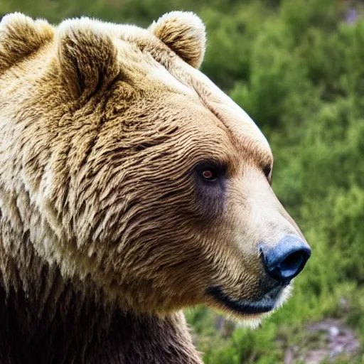 Prompt: a bear standing next to a lion