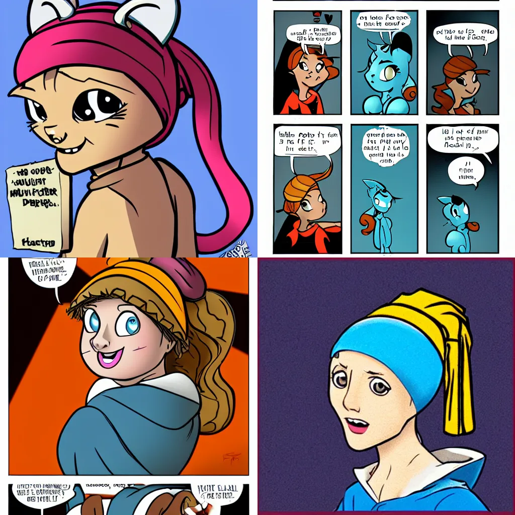 Prompt: sally acorn in the style of the girl with a pearl earring, in the style of idw comics