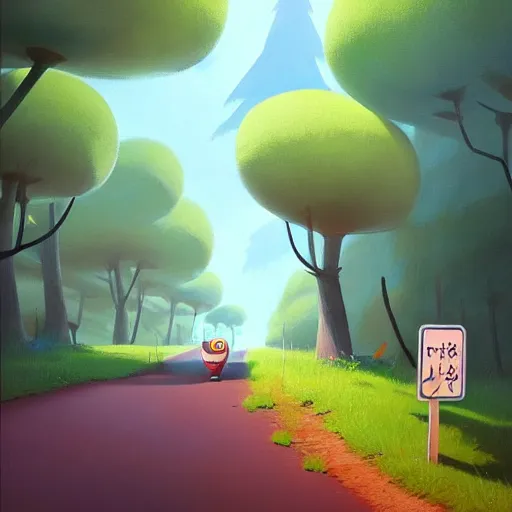 Prompt: goro fujita ilustration road that ends at the entrance of a beautiful forest full of fauna, tall trees, flowers, painting by goro fujita, sharp focus, highly detailed, artstation