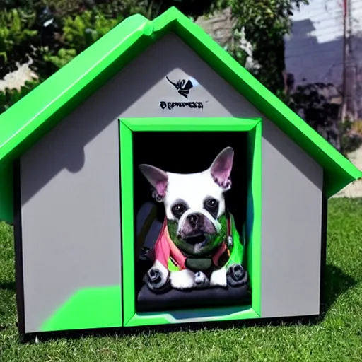 Prompt: Gamer dog house made by Razer, Alienware