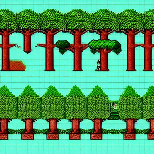 Image similar to 8 - bit pixel art of a forest, nes