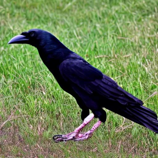 Prompt: a crow has long, blonde hair, silly photo.