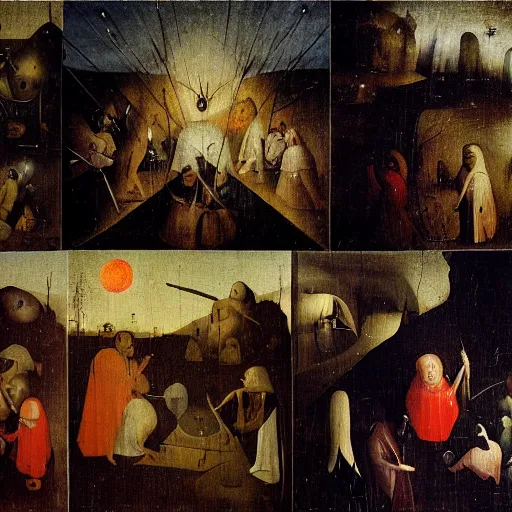 Prompt: emotional faces in dynamic lighting by hieronymus bosch