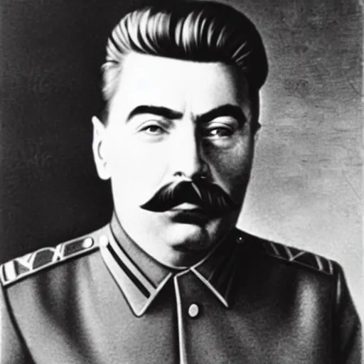 Image similar to portrait of joseph stalin cutting of his moustache