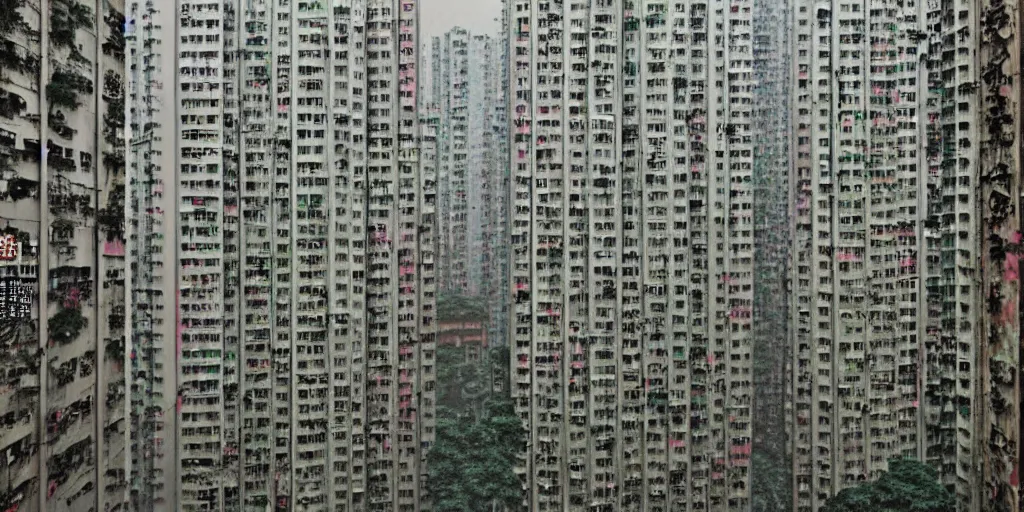 Image similar to a beautiful realistic image from old apartment buildings in hong kong, by zeng fanzhi