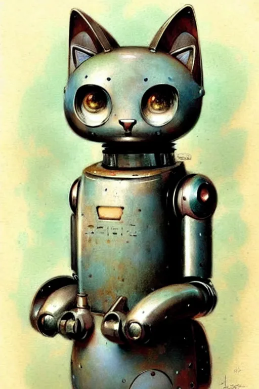 Image similar to ( ( ( ( ( 1 9 5 0 s retro robot cat. muted colors. ) ) ) ) ) by jean - baptiste monge!!!!!!!!!!!!!!!!!!!!!!!!!!!!!!