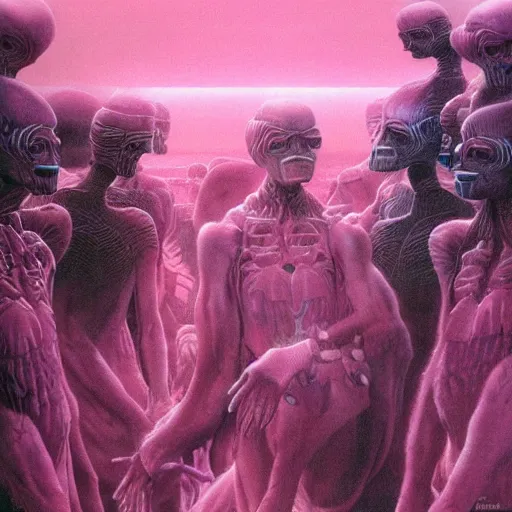 Prompt: portrait of a pink gang, by wayne barlowe