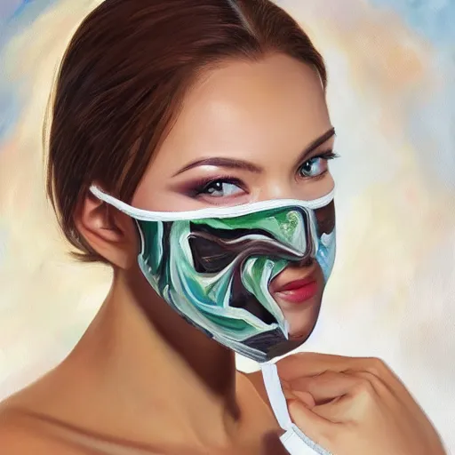 Prompt: medical heating eye bag face mask, medical, eye cover, in the glamour style, oil painting, high definition, airbrush,