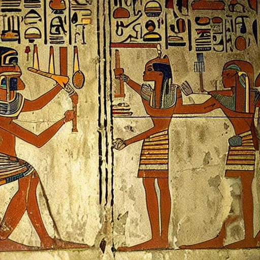 Image similar to d - day ancient egyptian wall painting