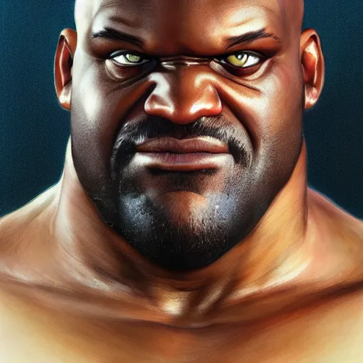 Prompt: shaquille o'neal as sagat street fighter, photo realistic, 4 k, ultra realistic, detailed focused art by artgerm and greg rutkowski and alphonse mucha